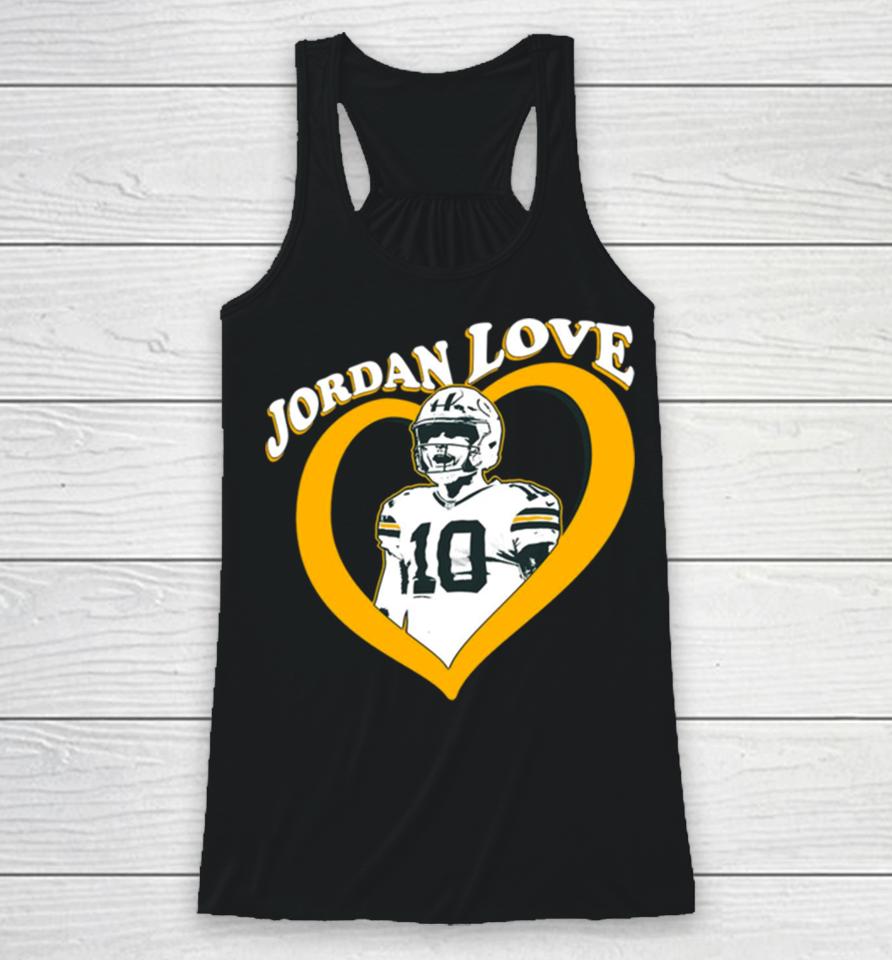 Jordan Love 10 Green Bay Packers Heart Racerback Tank