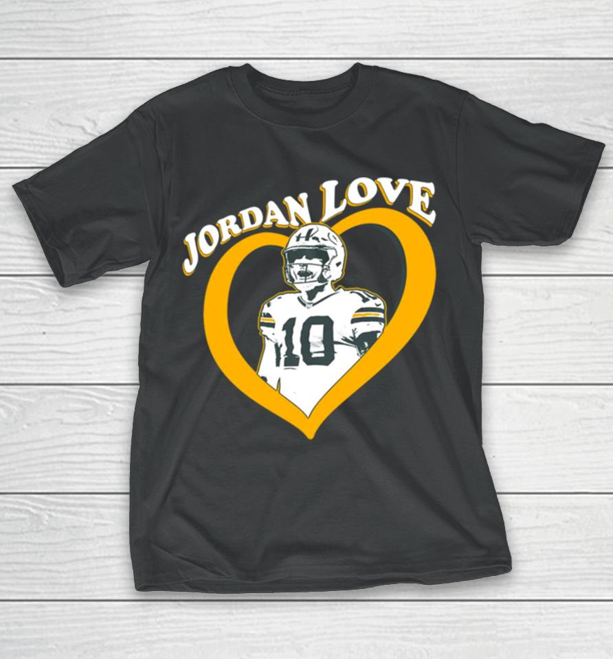 Jordan Love 10 Green Bay Packers Heart T-Shirt