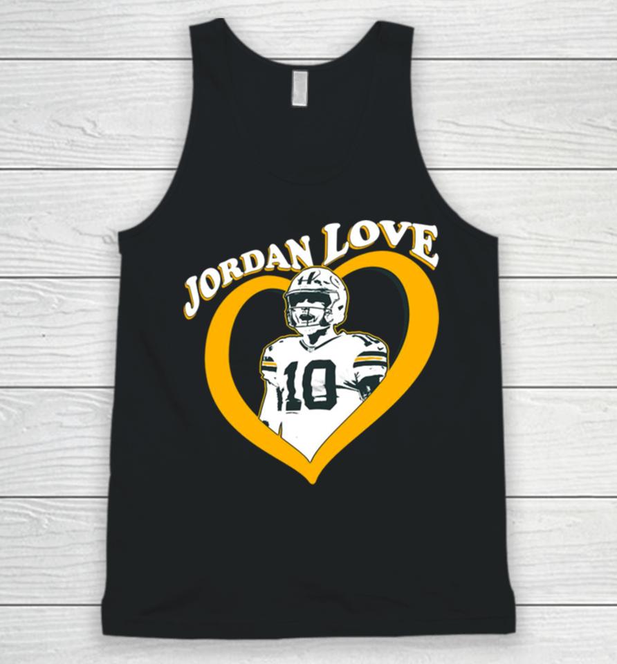 Jordan Love 10 Green Bay Packers Heart Unisex Tank Top