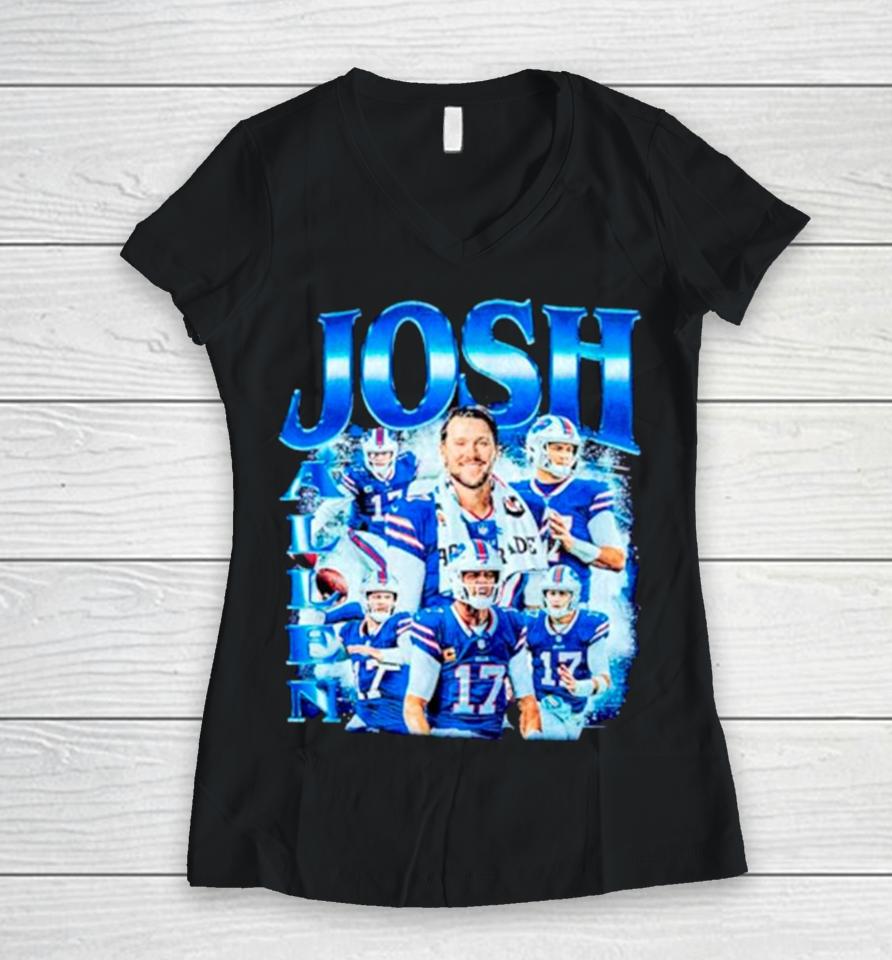 Josh Allen Buffalo Bills Retro Women V-Neck T-Shirt