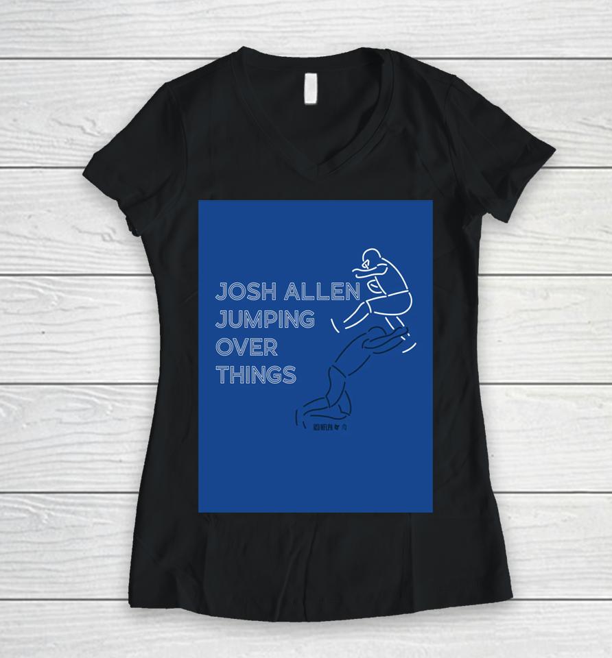 Josh Allen Jumping Over Things Women V-Neck T-Shirt
