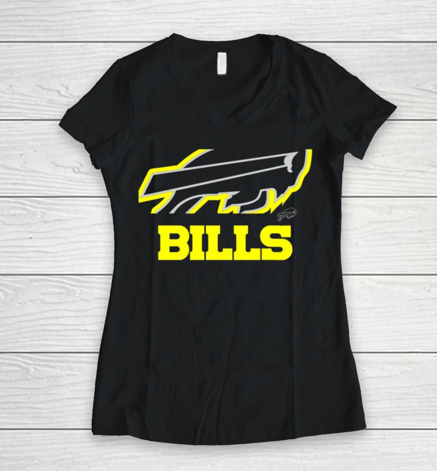 Josh Allen Wearing Buffalo Bills Volt Women V-Neck T-Shirt