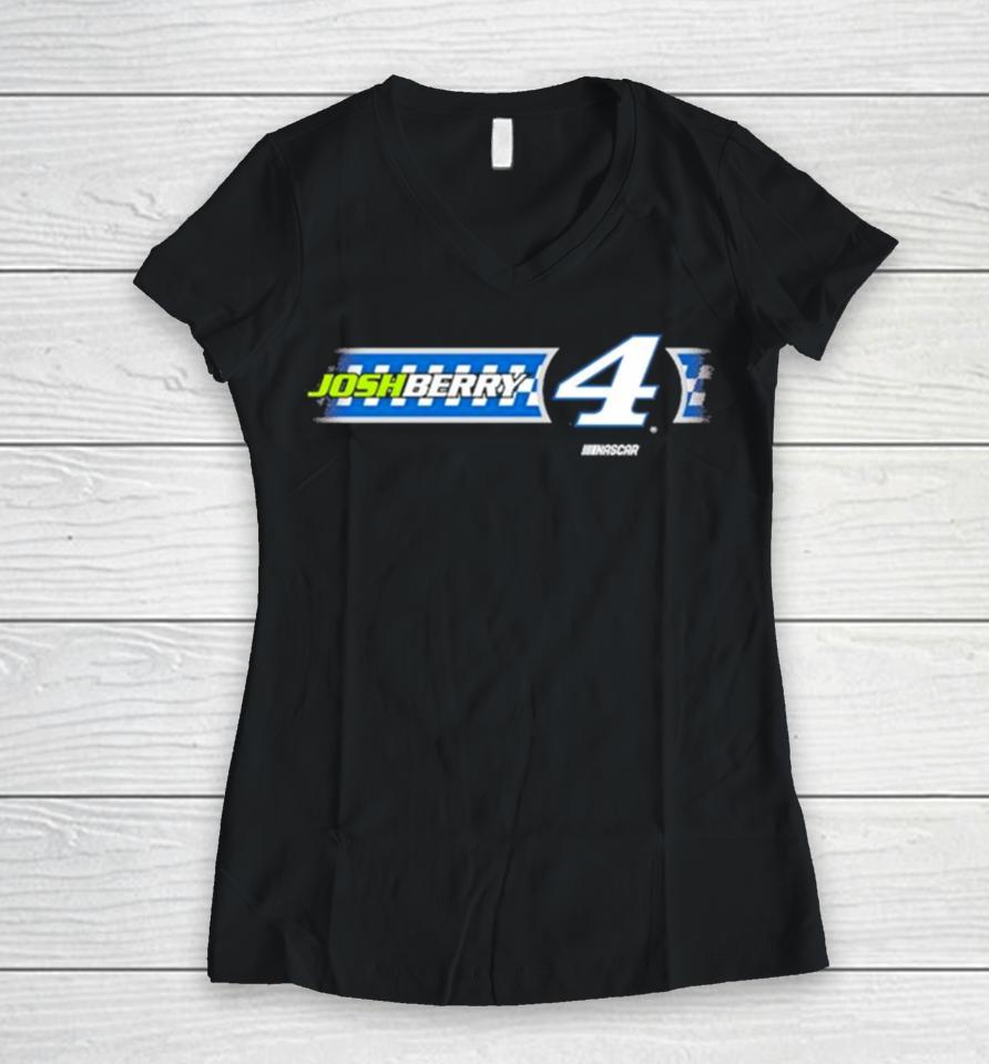Josh Berry Nascar Stewart Haas Racing Team Collection Heather Charcoal Lifestyle Women V-Neck T-Shirt