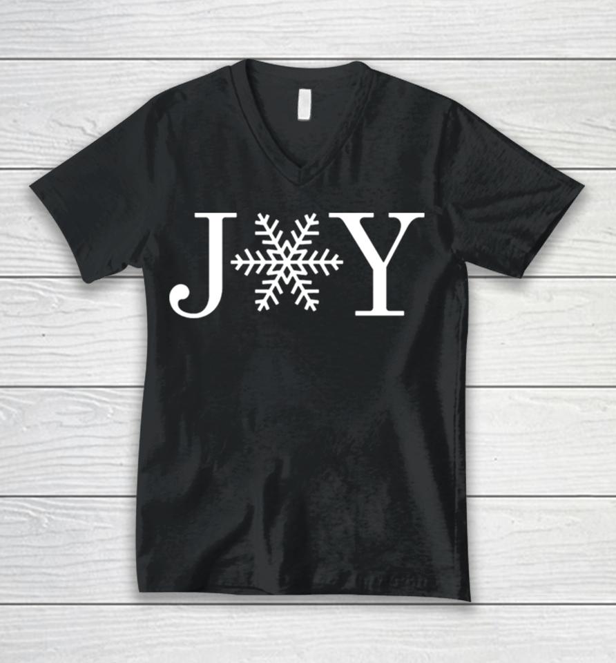 Joy Snowflake Design Unisex V-Neck T-Shirt