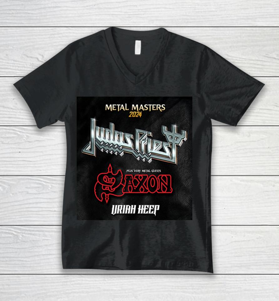 Judas Priest Uk Tour 2024 With Saxon And Uriah Heep Unisex V-Neck T-Shirt