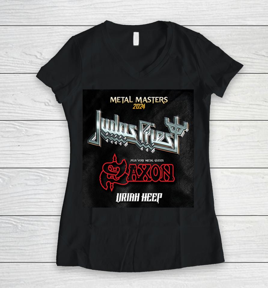 Judas Priest Uk Tour 2024 With Saxon And Uriah Heep Women V-Neck T-Shirt