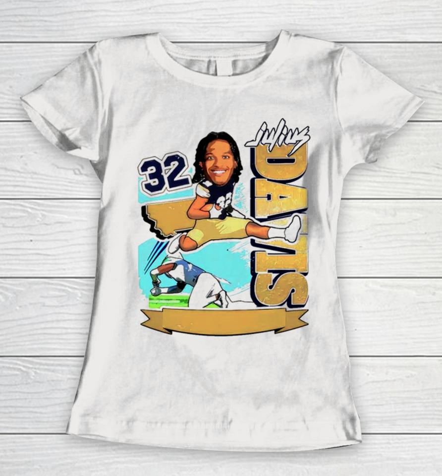 Julius Davis 32 Montana State Bobcats Running Back Women T-Shirt
