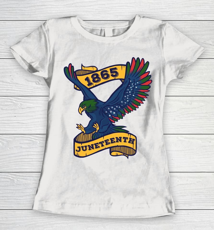 Juneteenth 1865 Black Free-Ish Eagle African American Flag Women T-Shirt