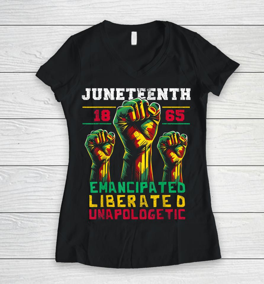 Juneteenth 1865 Black History African American Freedom Women V-Neck T-Shirt