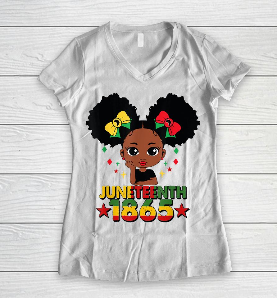 Juneteenth 1865 Celebrate Kids African American Black Women V-Neck T-Shirt