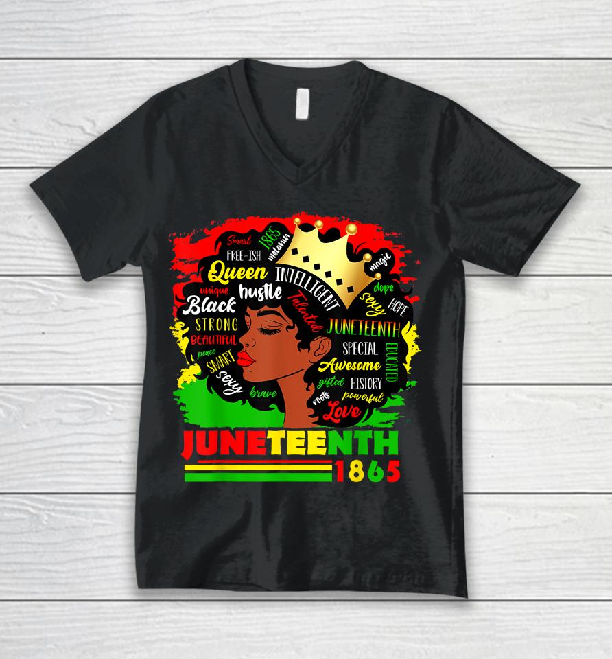 Juneteenth 1865 Pride Celebrate Black Women African American Unisex V-Neck T-Shirt