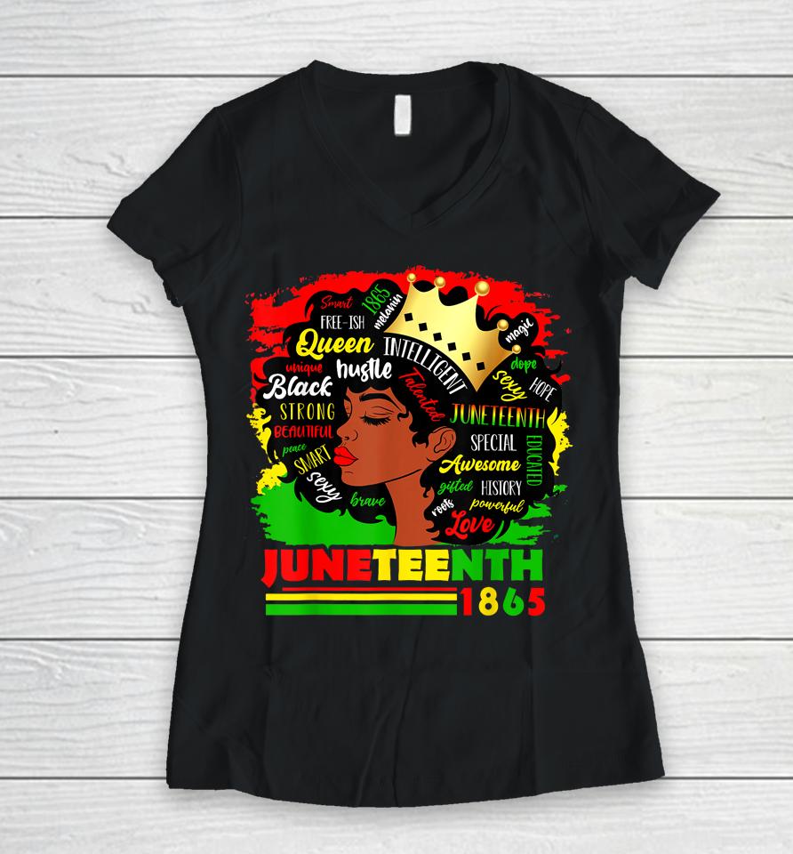 Juneteenth 1865 Pride Celebrate Black Women African American Women V-Neck T-Shirt
