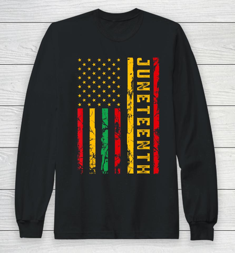 Juneteenth American Flag African Long Sleeve T-Shirt
