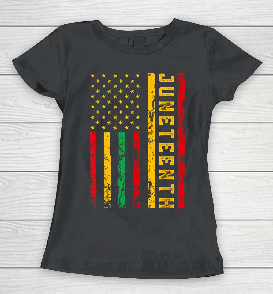 Juneteenth American Flag African Women T-Shirt