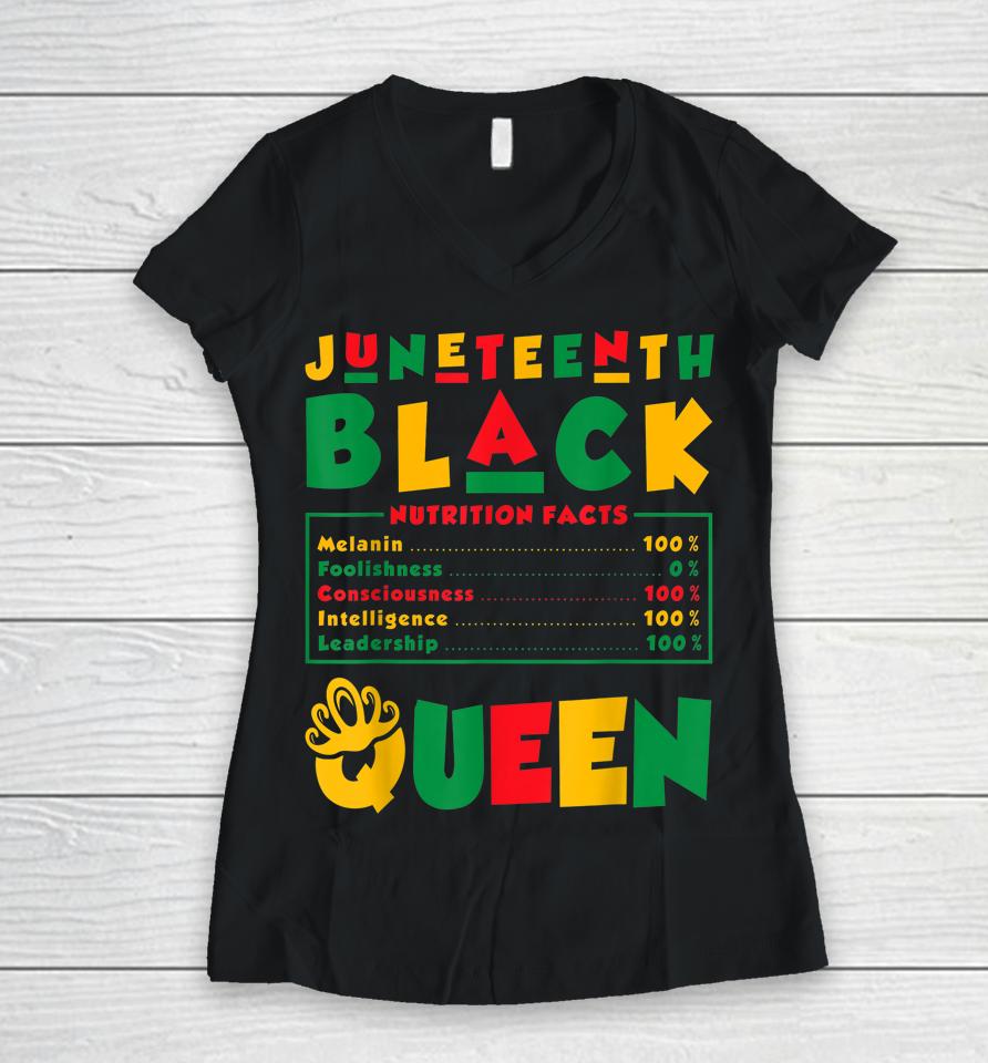 Juneteenth Black Queen Melanin Juneteenth Women V-Neck T-Shirt