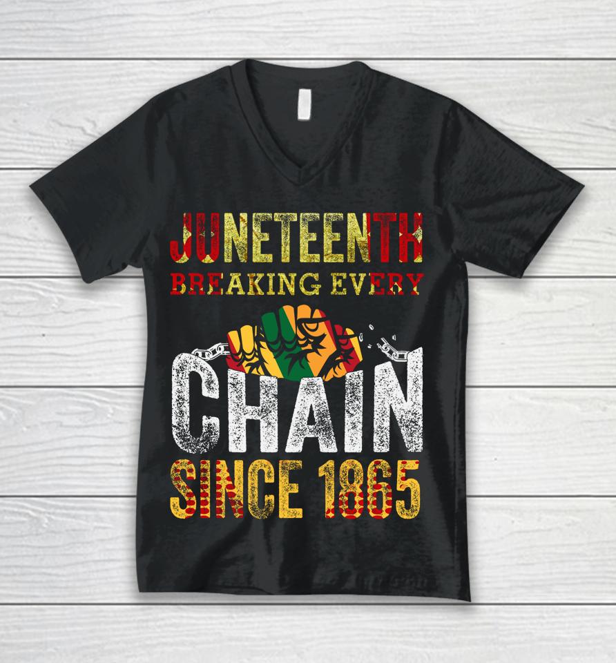 Juneteenth Breaking Every Chain Since 1865 Unisex V-Neck T-Shirt