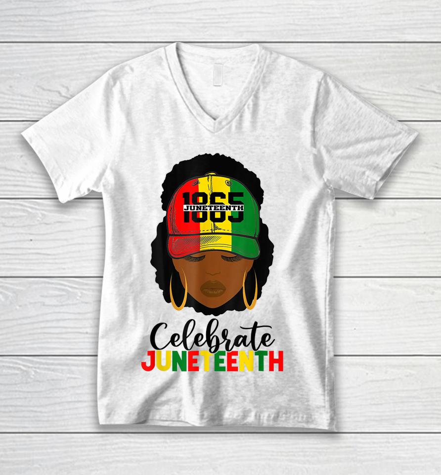 Juneteenth Celebrate 1865 June 19Th Black Women Black Pride Unisex V-Neck T-Shirt