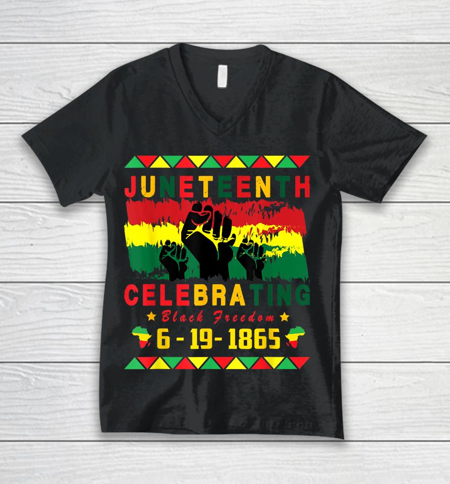 Juneteenth Celebrating Black Freedom 1865 African American Unisex V-Neck T-Shirt