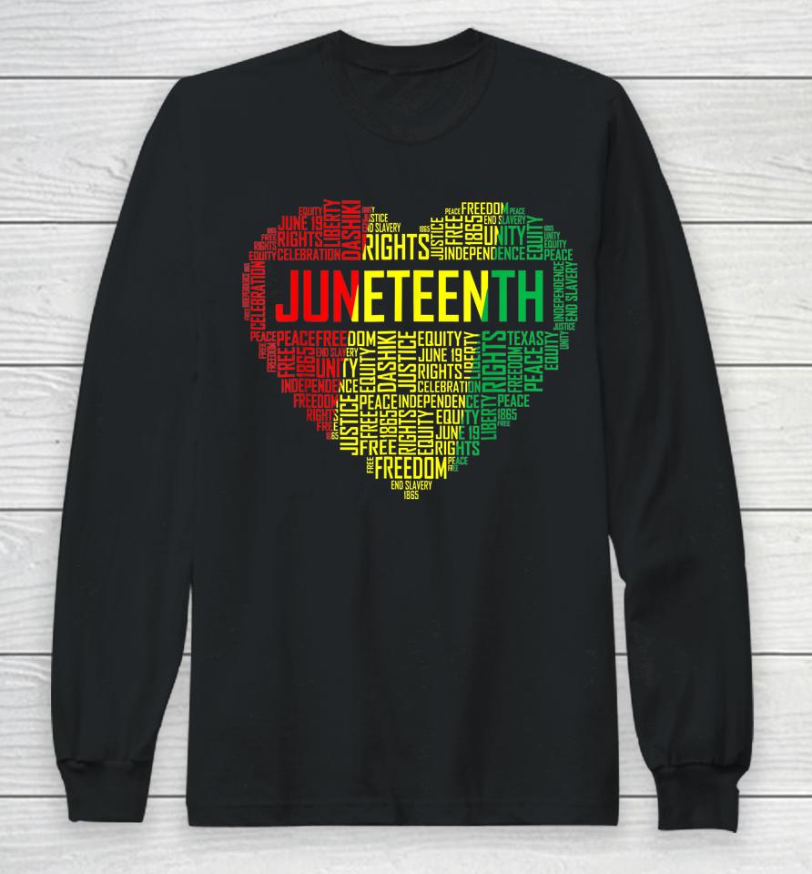 Juneteenth Heart Black History Afro American African Freedom Long Sleeve T-Shirt
