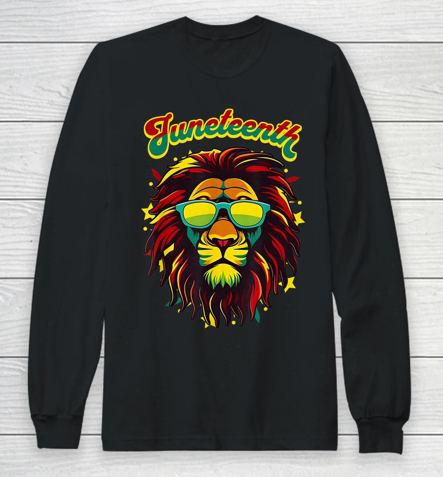Juneteenth Lion Celebrate Black Freedom 1865 History Month Long Sleeve T-Shirt