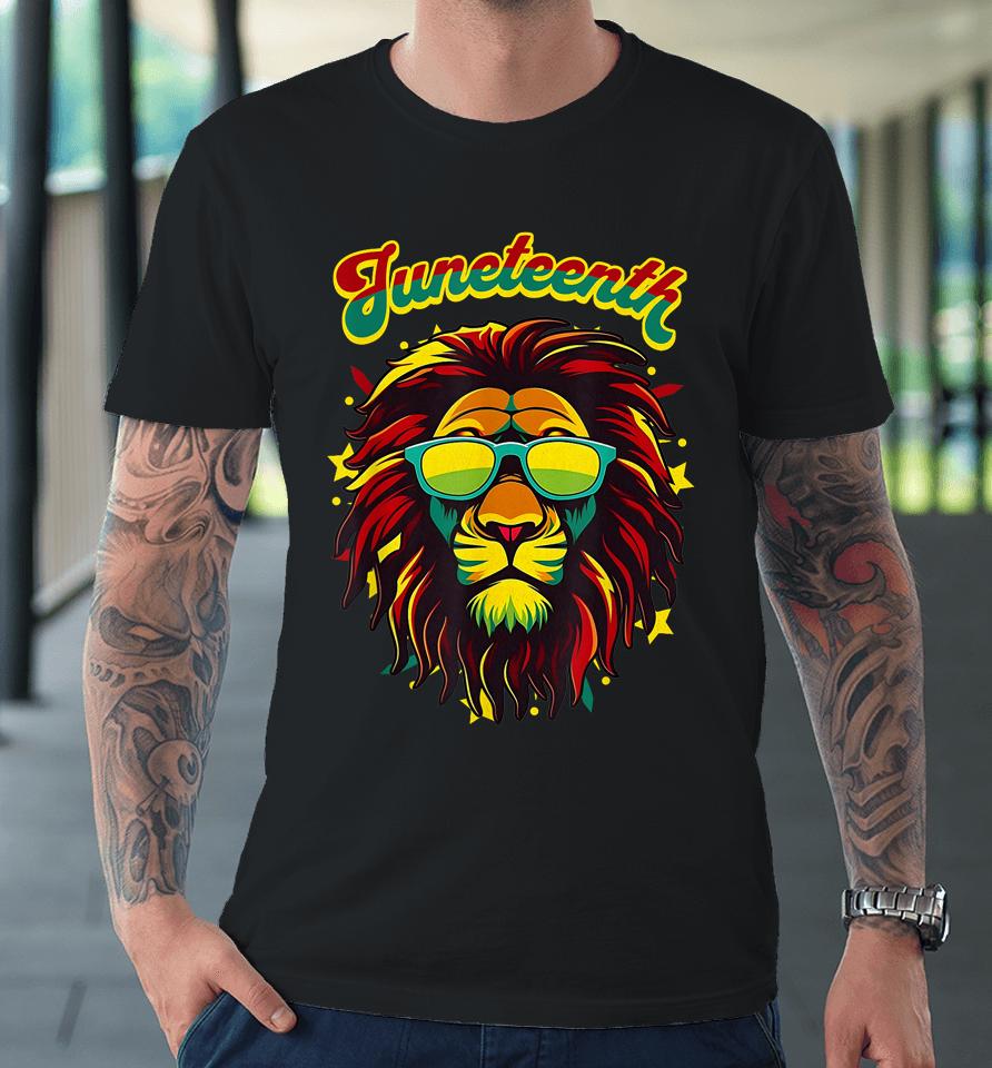 Juneteenth Lion Celebrate Black Freedom 1865 History Month Premium T-Shirt