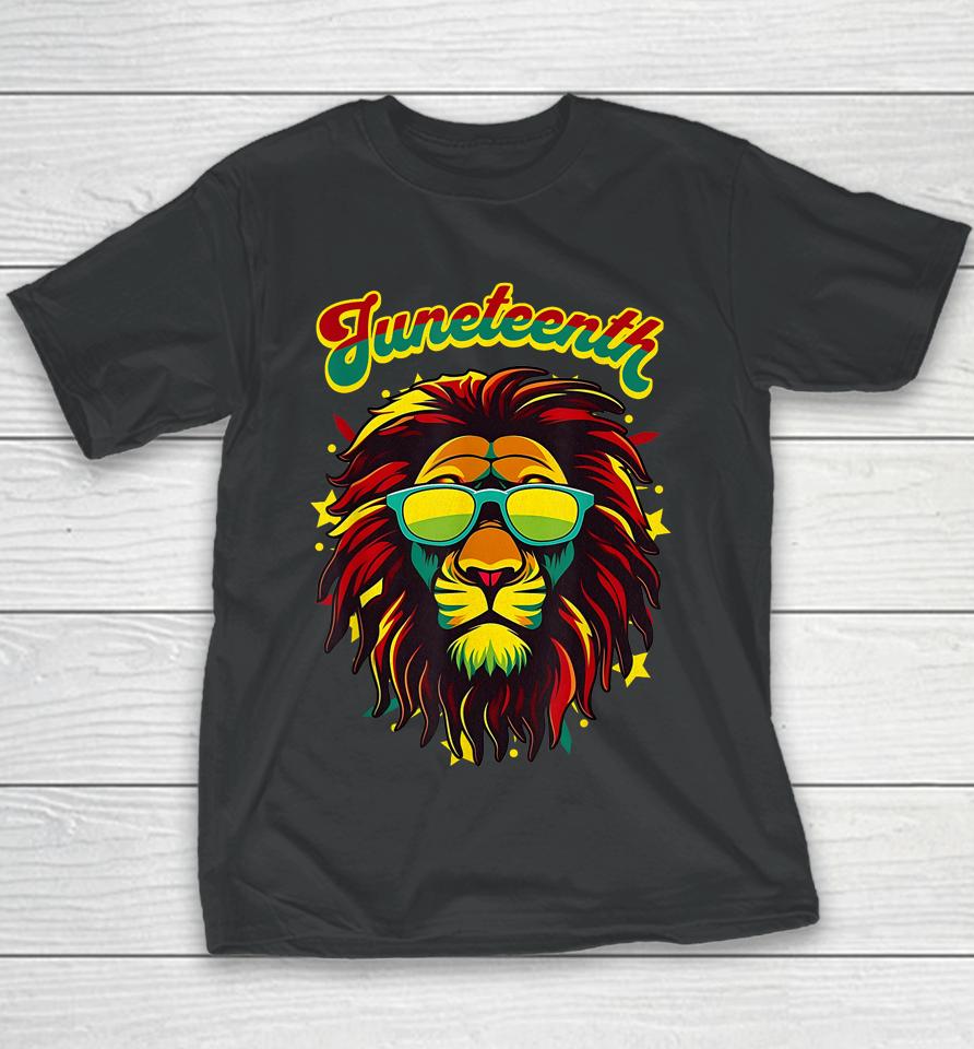 Juneteenth Lion Celebrate Black Freedom 1865 History Month Youth T-Shirt
