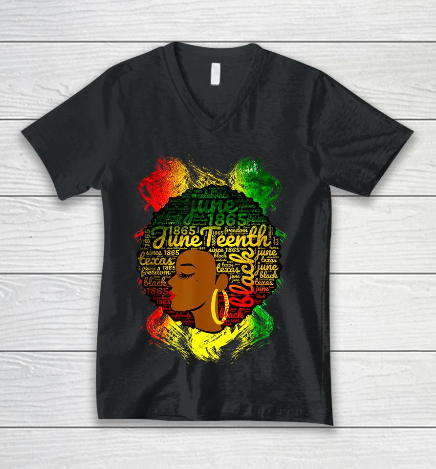 Juneteenth Proud Black African American Ladies Honor 1865 Unisex V-Neck T-Shirt