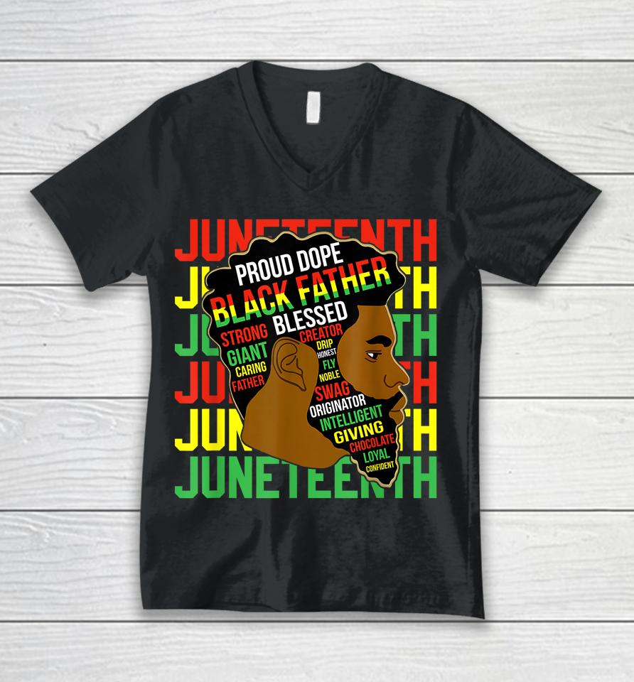 Juneteenth Proud Black Men Fathers Day Black History African Unisex V-Neck T-Shirt