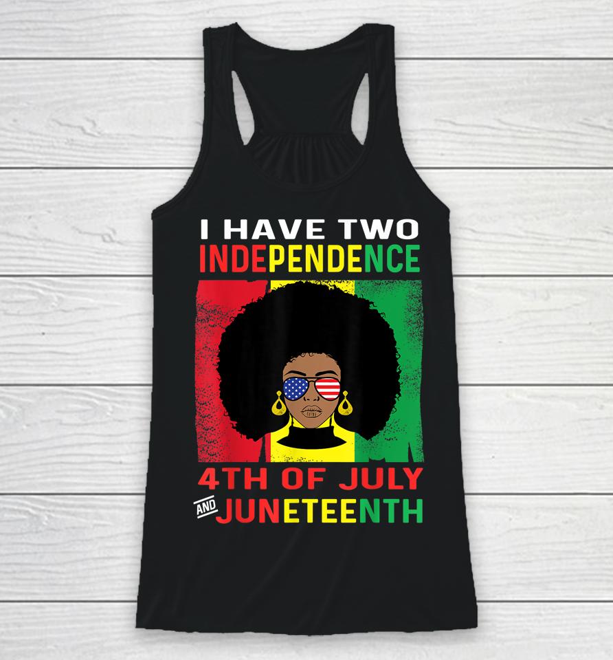 Juneteenth Queen Independence Black African Women 4Th July Racerback Tank