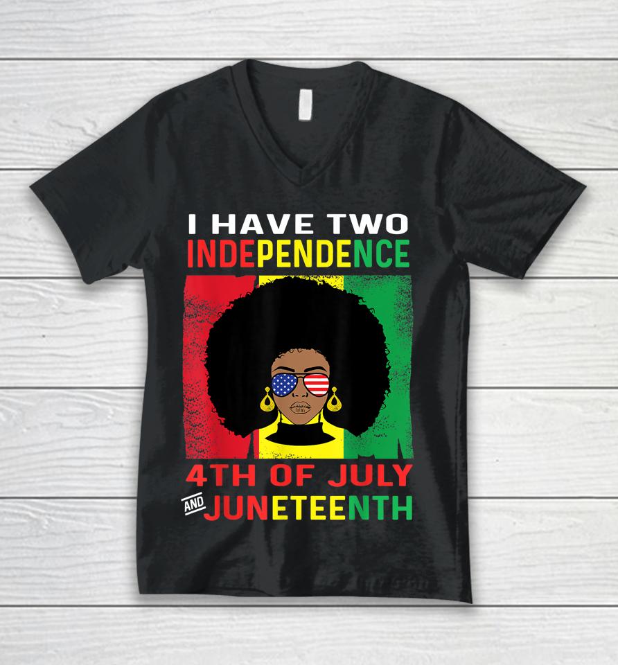 Juneteenth Queen Independence Black African Women 4Th July Unisex V-Neck T-Shirt