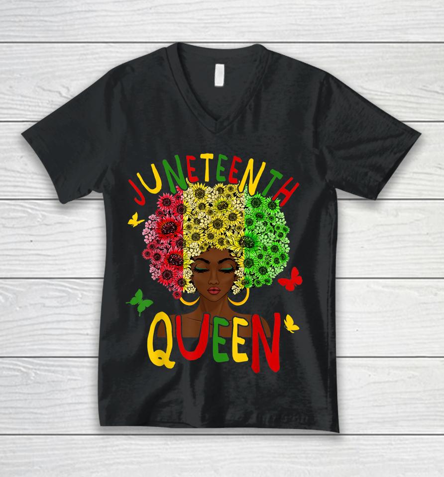Juneteenth Women Black Girl Black Queen History Freedom 1865 Unisex V-Neck T-Shirt