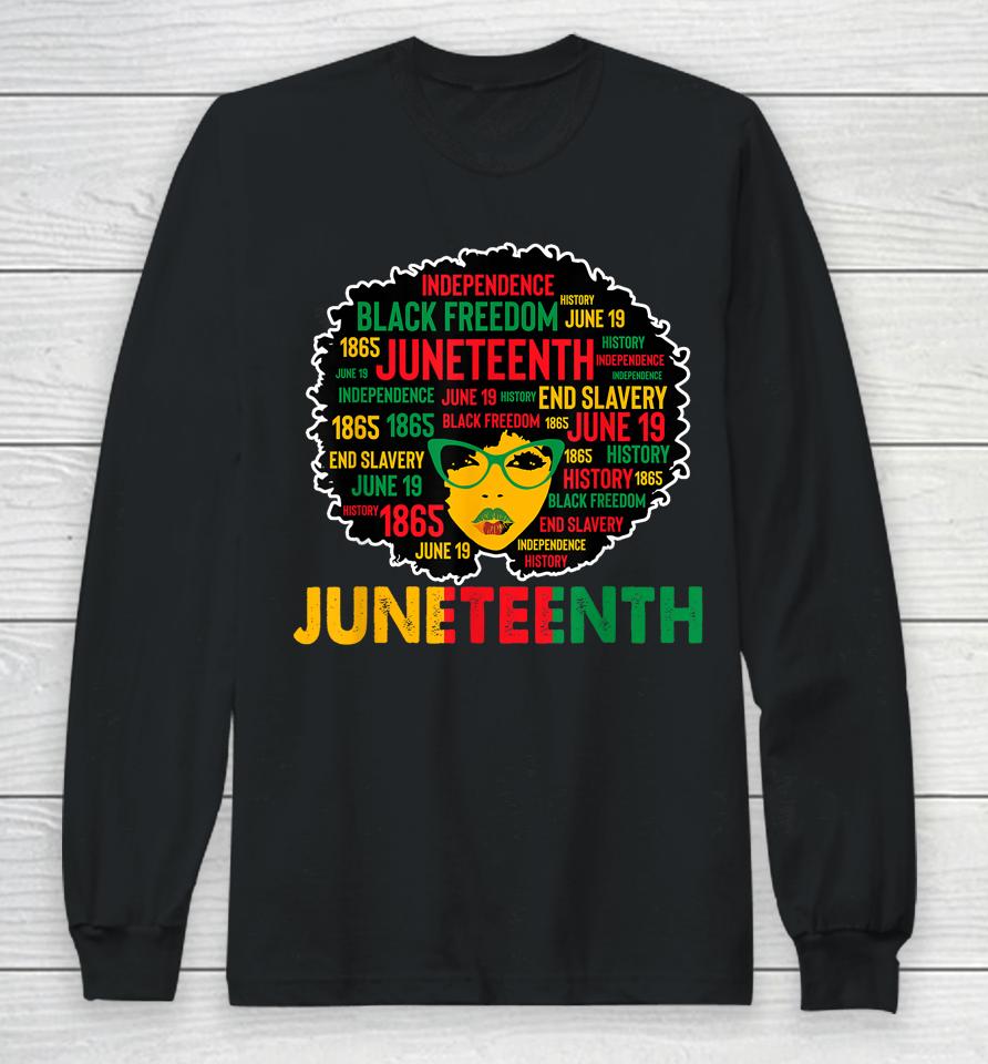 Juneteenth Women Queen African American Black Afro Long Sleeve T-Shirt