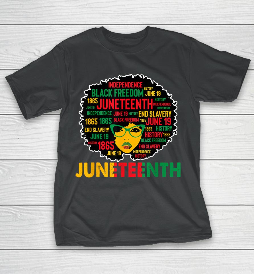 Juneteenth Women Queen African American Black Afro T-Shirt