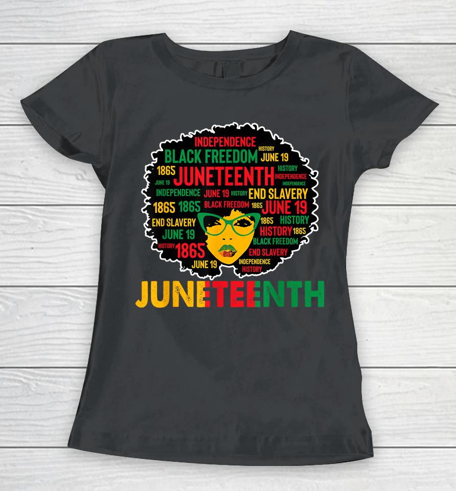 Juneteenth Women Queen African American Black Afro Women T-Shirt
