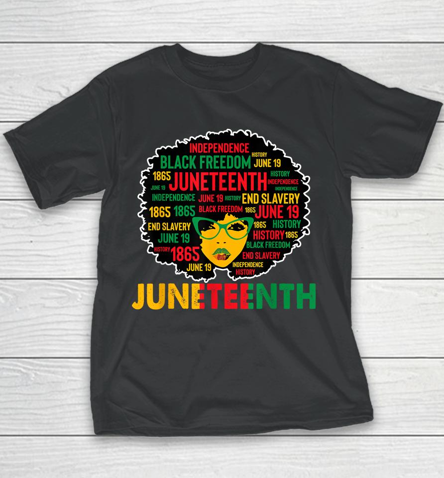 Juneteenth Women Queen African American Black Afro Youth T-Shirt