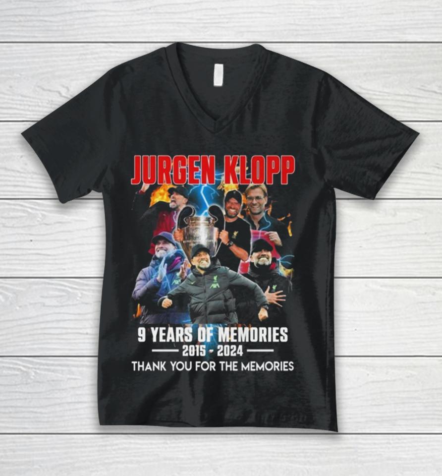 Jurgen Klopp 9 Years Of Memories 2015 2024 Thank You For The Memories Unisex V-Neck T-Shirt