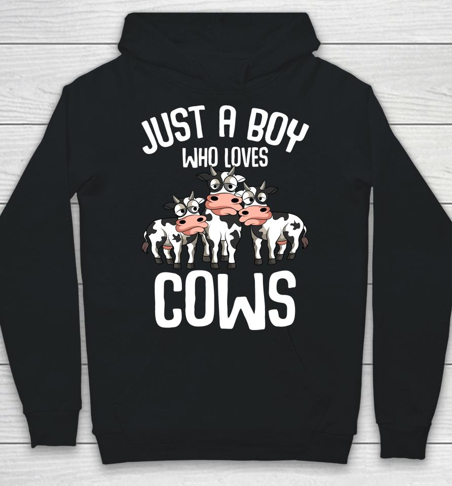 Just A Boy Who Loves Cows Farmers Cow Lover Kids Boys Hoodie