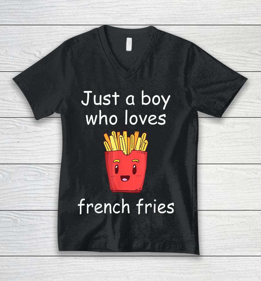 Just A Boy Who Loves French Fries Unisex V-Neck T-Shirt