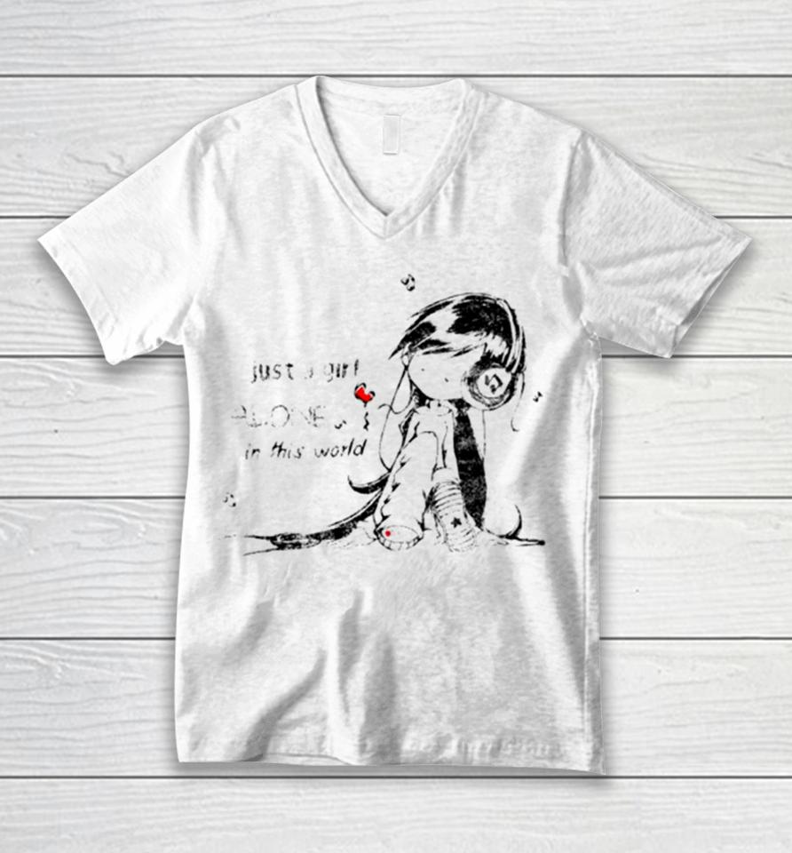 Just A Girl Alone In This World Unisex V-Neck T-Shirt