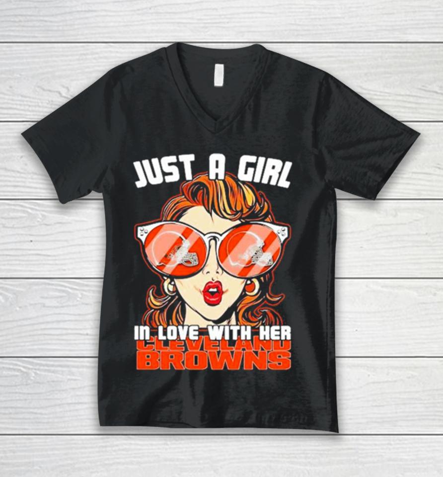 Just A Girl In Love With Her Cleveland Browns Unisex V-Neck T-Shirt
