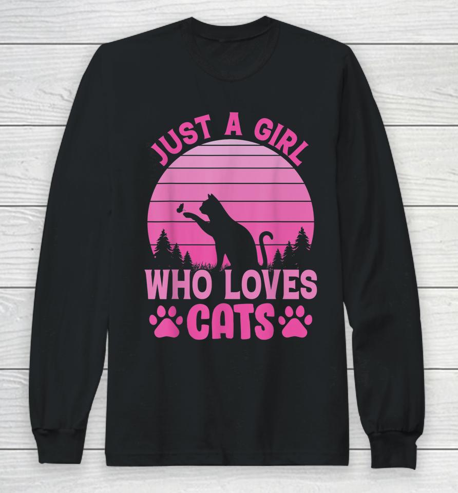 Just A Girl Who Loves Cats For Lovers Cat Kitty Long Sleeve T-Shirt