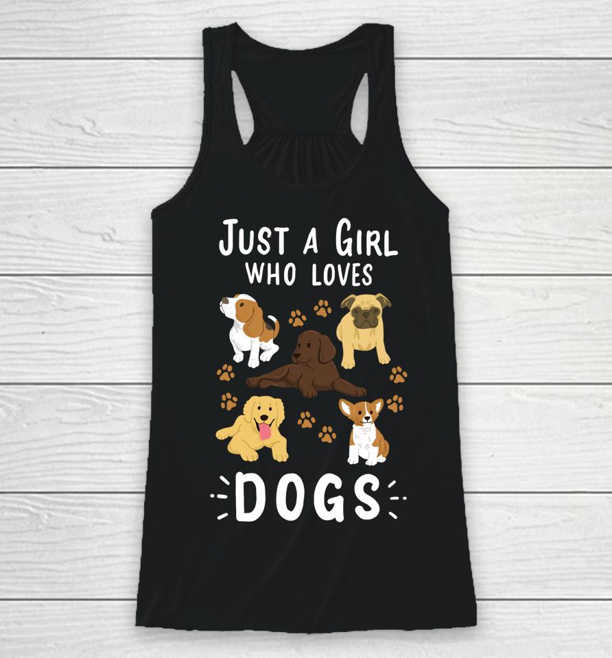 Just A Girl Who Loves Dogs Puppy Racerback Tank
