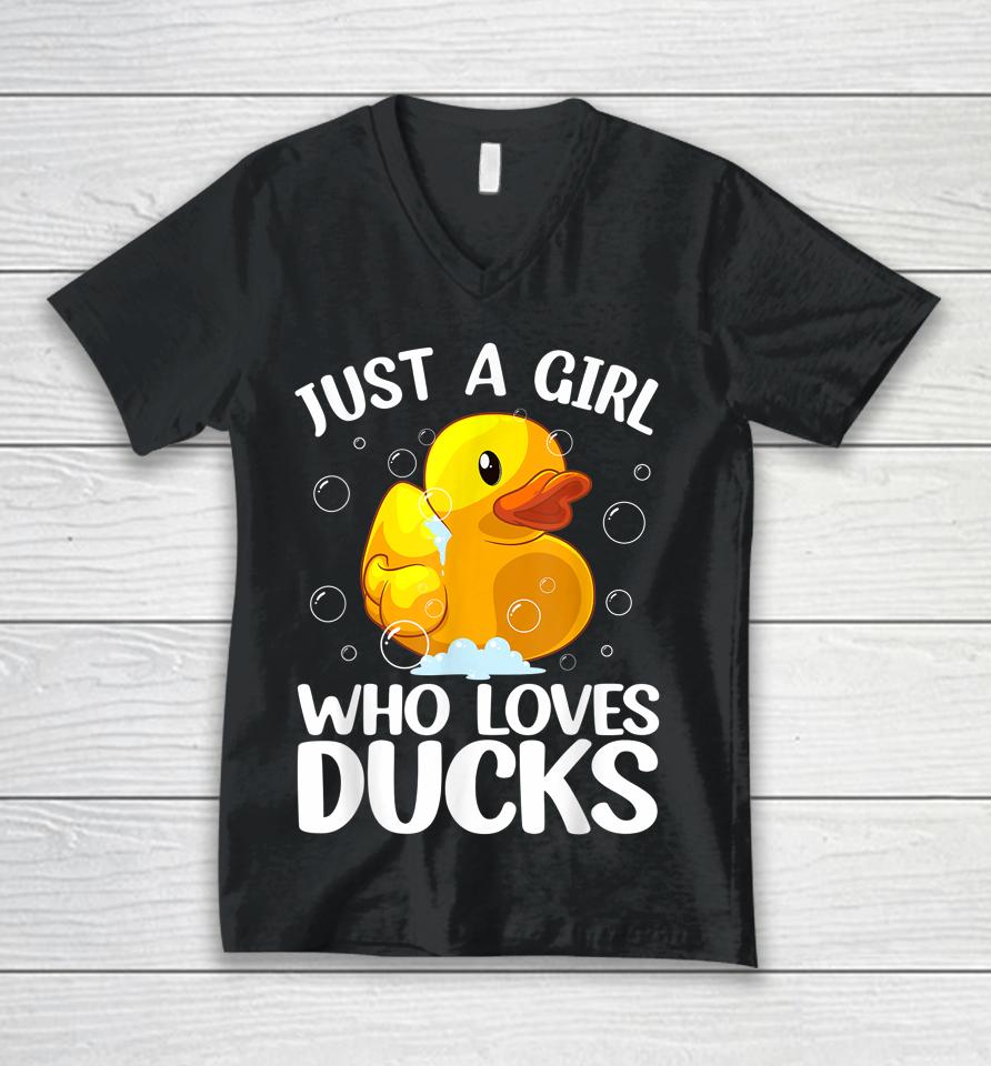 Just A Girl Who Loves Ducks Unisex V-Neck T-Shirt