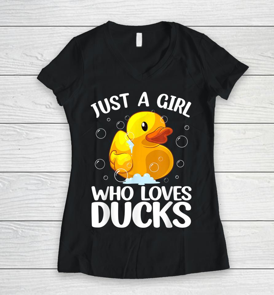 Just A Girl Who Loves Ducks Women V-Neck T-Shirt