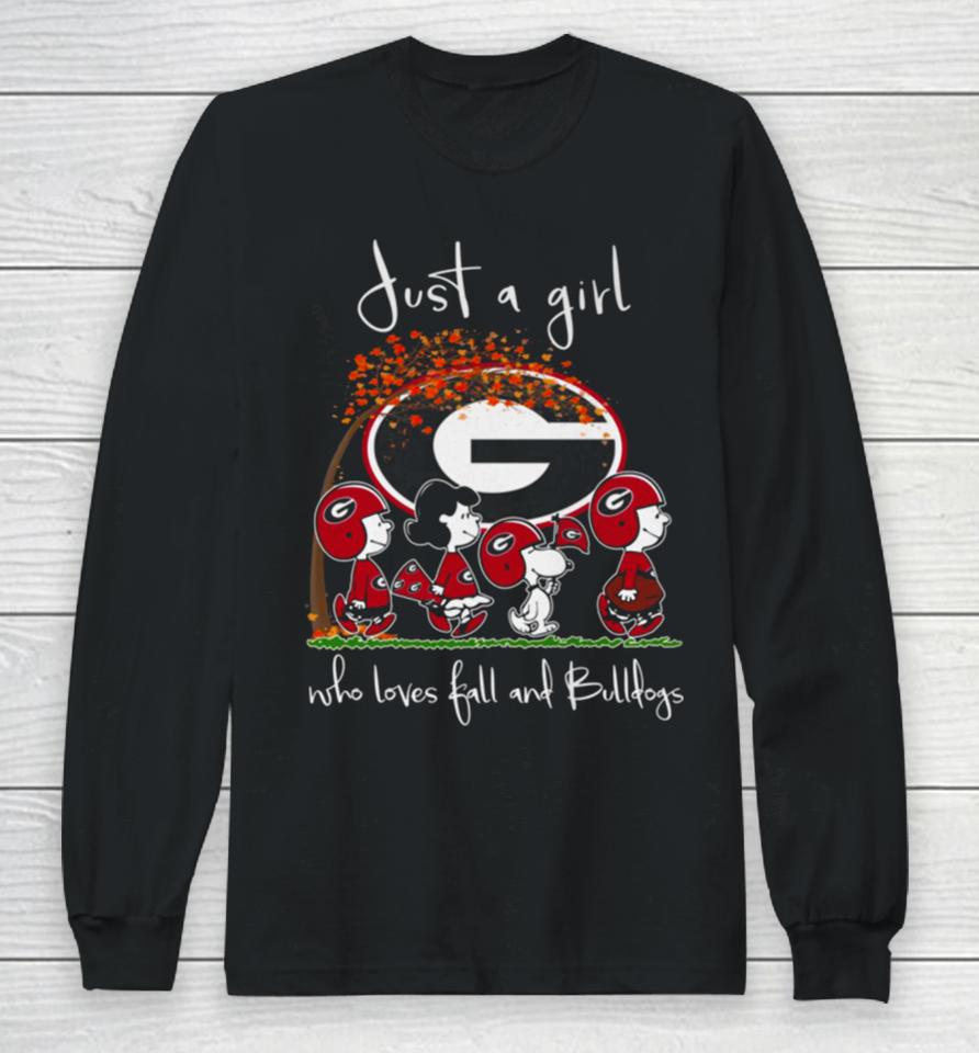 Just A Girl Who Loves Fall And Bulldogs Long Sleeve T-Shirt