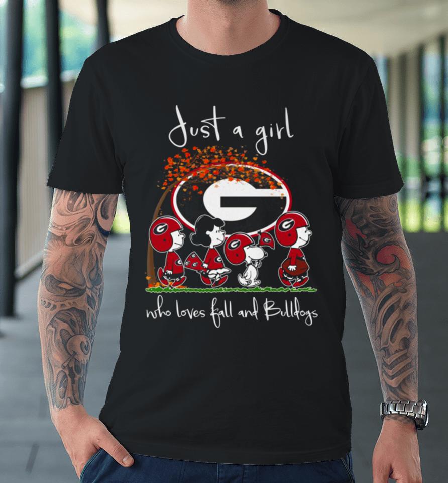 Just A Girl Who Loves Fall And Bulldogs Premium T-Shirt