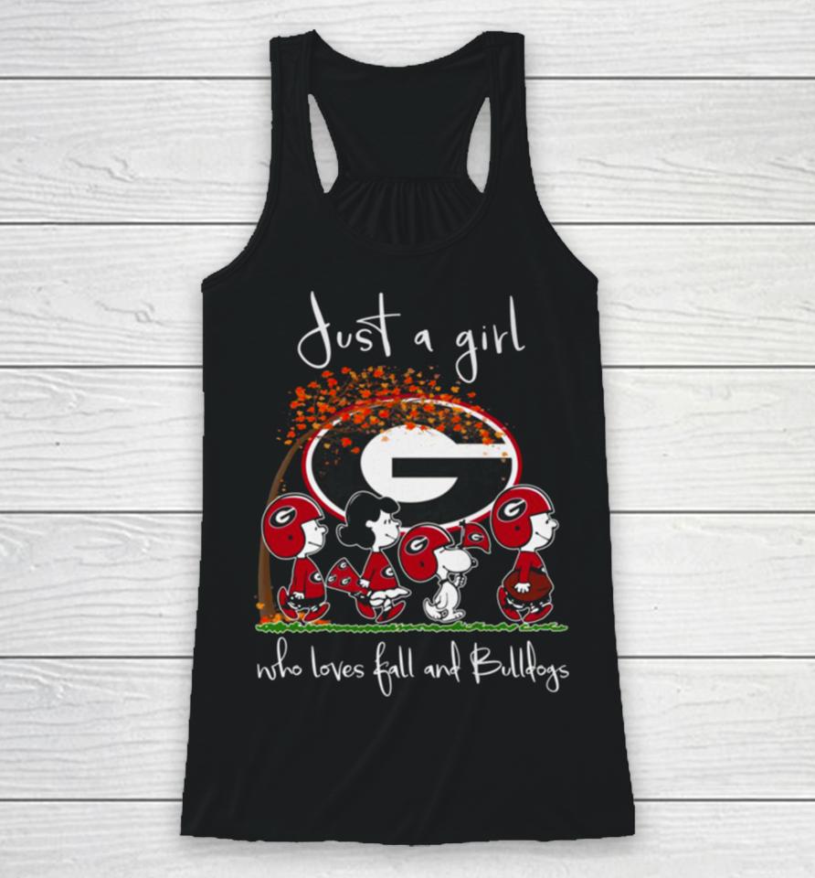 Just A Girl Who Loves Fall And Bulldogs Racerback Tank