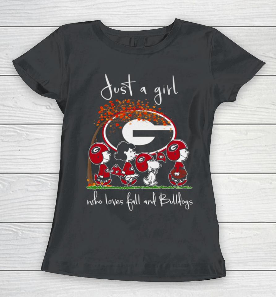 Just A Girl Who Loves Fall And Bulldogs Women T-Shirt