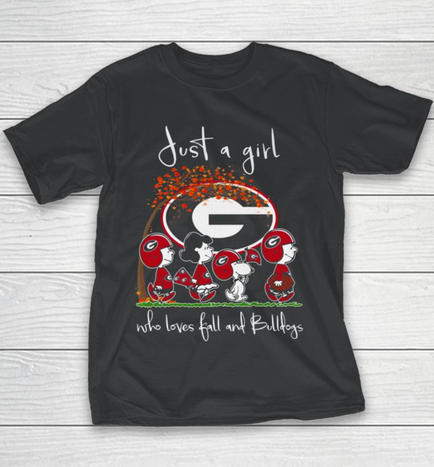 Just A Girl Who Loves Fall And Bulldogs Youth T-Shirt