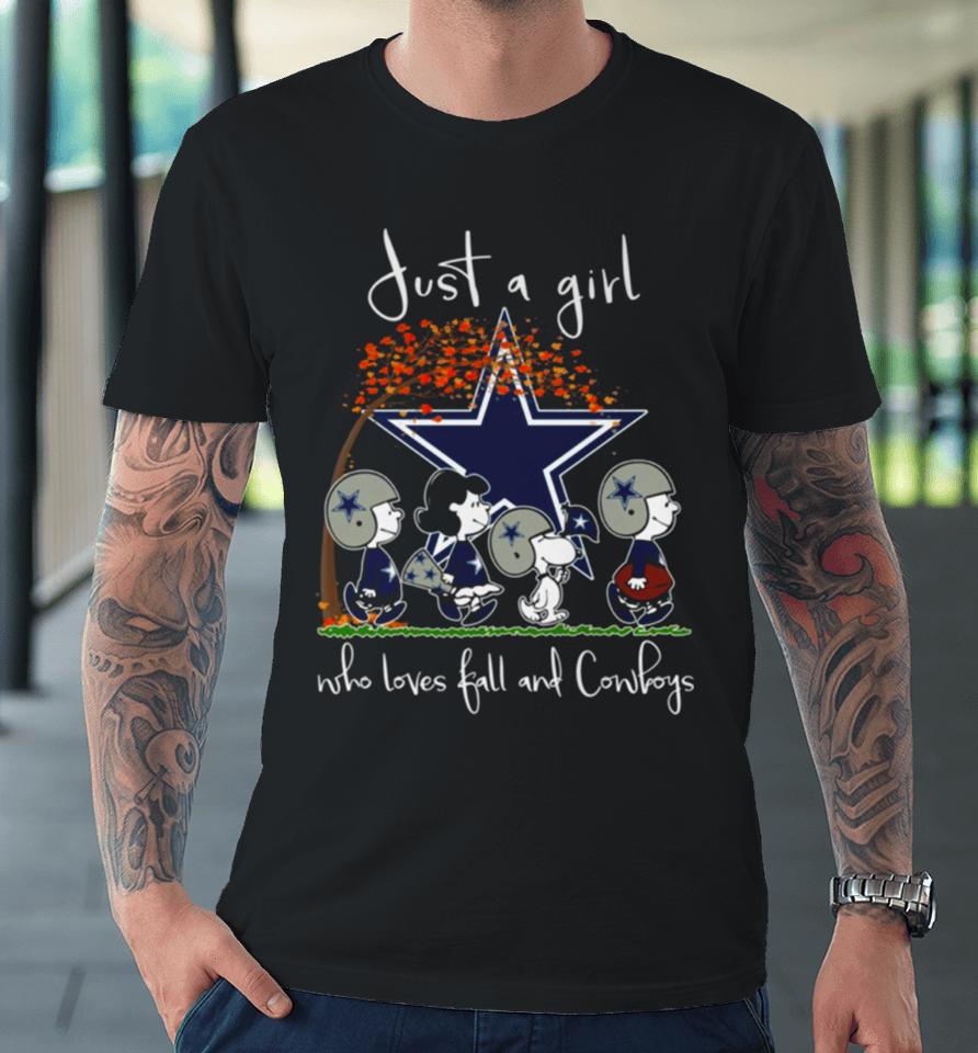 Just A Girl Who Loves Fall And Cowboys Premium T-Shirt